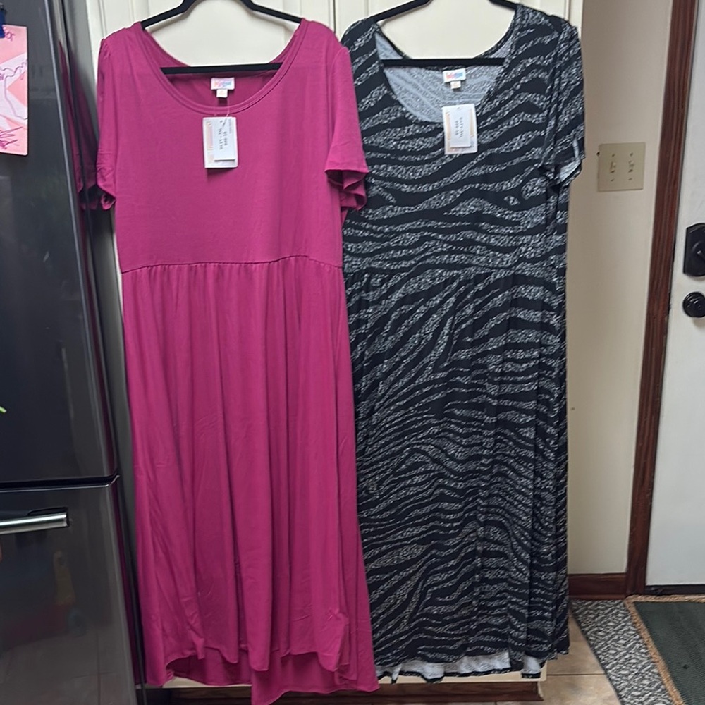 Lularoe Riley Elegant Pink and Zebra Print Dresses